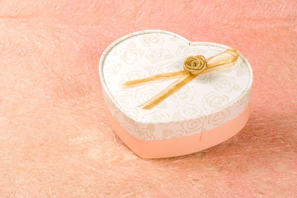 Gift box in heart pattern, romatic and love concept