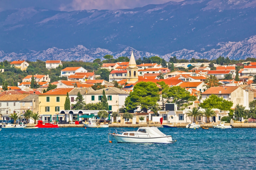Town of Novalja on Pag island waterfront view, Dalmatia, Croatia